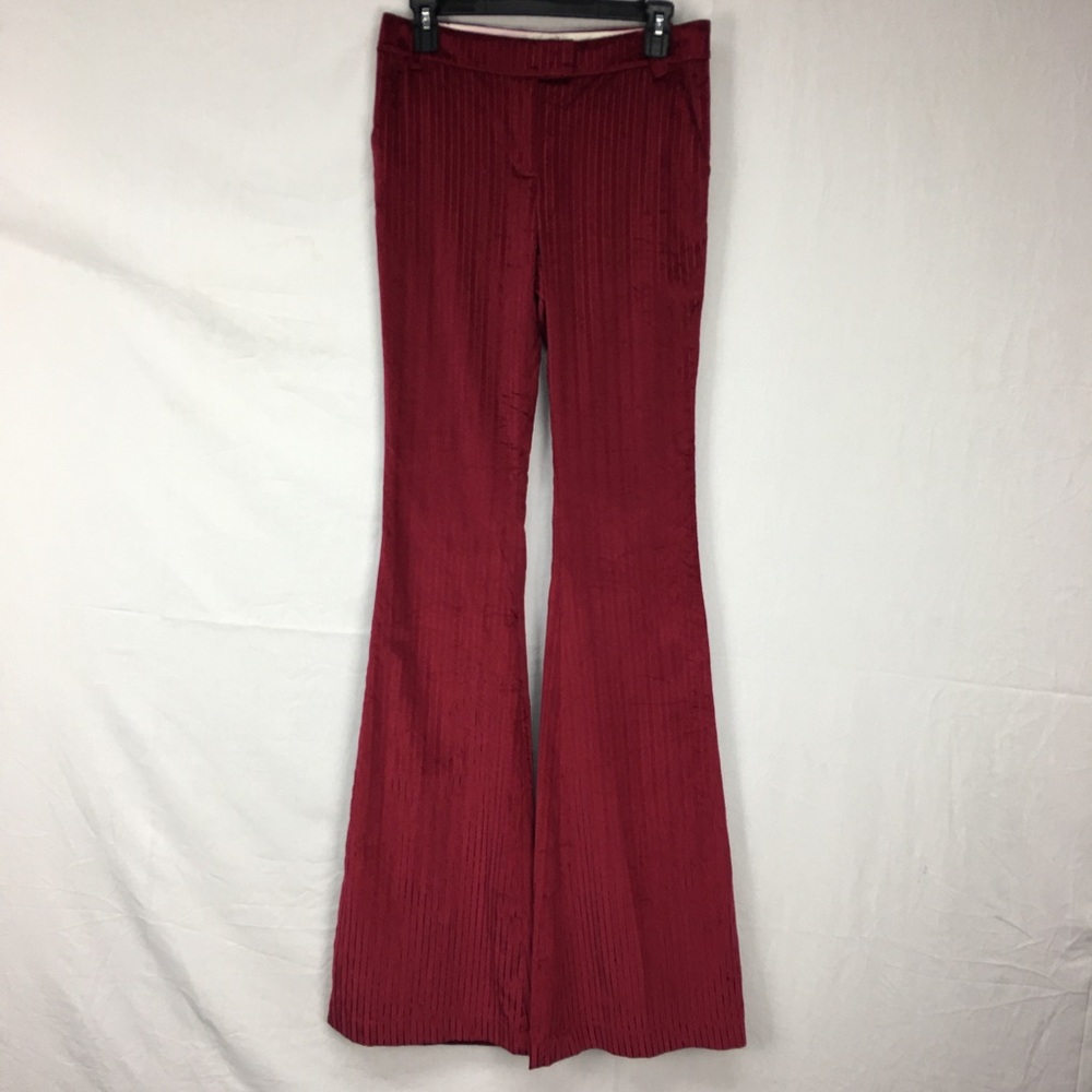 Rachel Zoe Red Velvet Striped Flare Pant